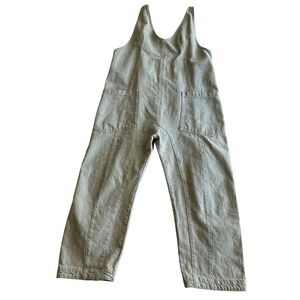 Free People We The Free High Roller Adjustable Light Railroad Stripe Overalls L